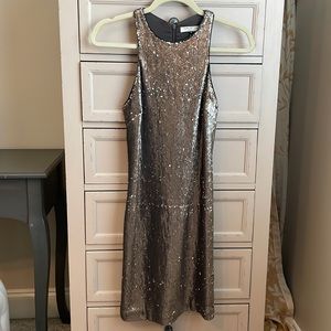 Halston Grey Sequin Dress